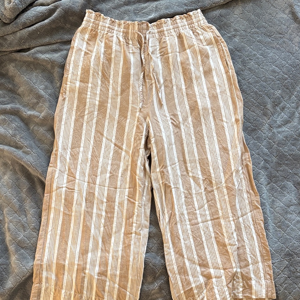Madewell Striped Tan and White Pants